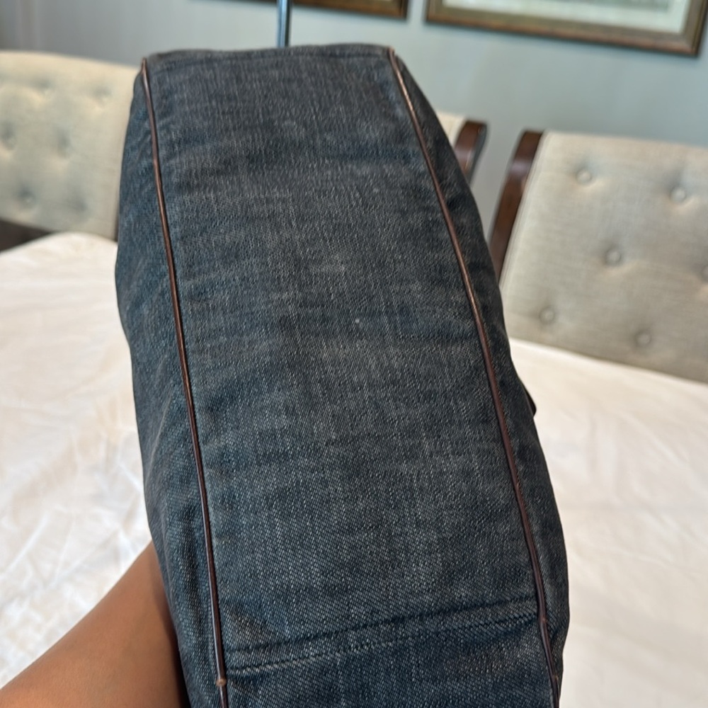 Authentic Prada Dark Denim and Brown Hobo Shoulder Bag - Picture 7 of 16